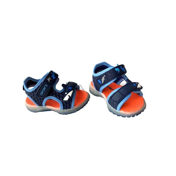 Carter's Boys Infant Toddler Light Up Sandals - Navy‎ 4 NWT - Picture 1 of 9